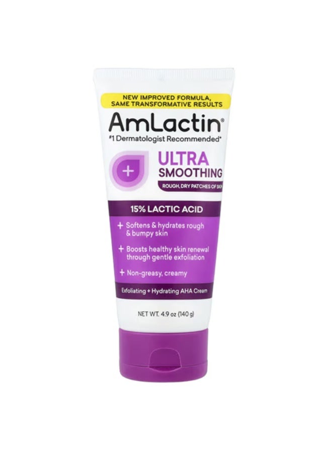 AmLactin, Exfoliating + Hydrating AHA Cream, Ultra Smoothing, Rough, Dry Patches of Skin, 4.9 oz (140 g)